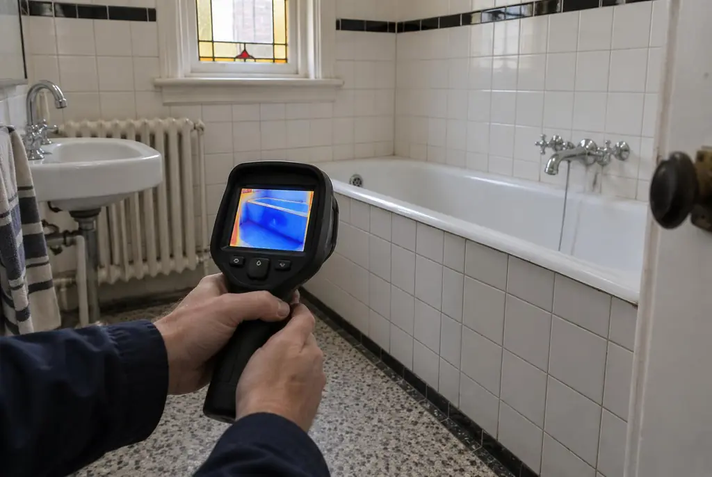 Lekdetectie Rijnsburg – onderzoek in een badkamer van een oudere woning
