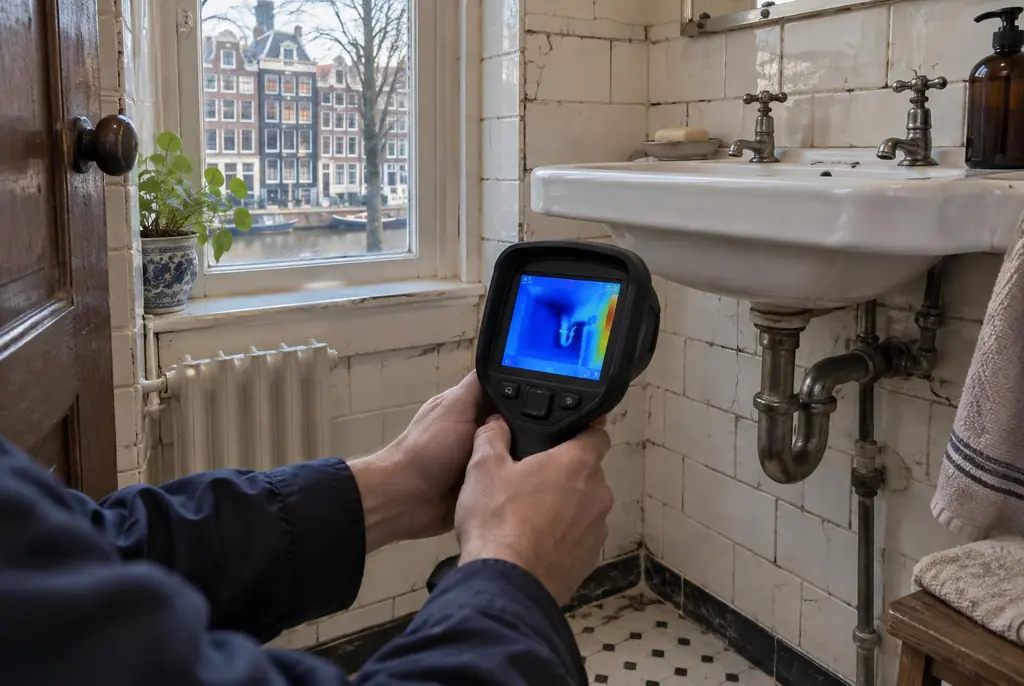 Lekdetectie Rijnsburg – badkamer met oude leidingen achter de tegels