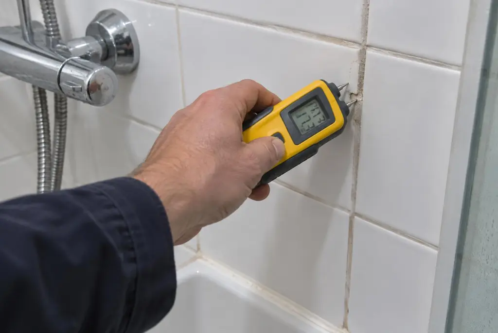 Lekdetectie Rijnsburg – vochtmeter op badkamertegels bij de douche