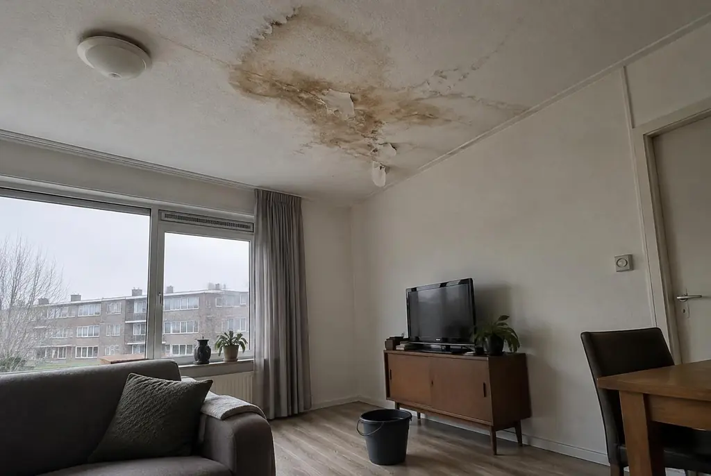 Lekdetectie Rijnsburg – vochtplek op het plafond onder een badkamer